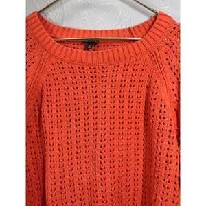 Talbots Women’s Orange Long Sleeve Round‎ Neck Knitted Fisherman Sweater Size XL